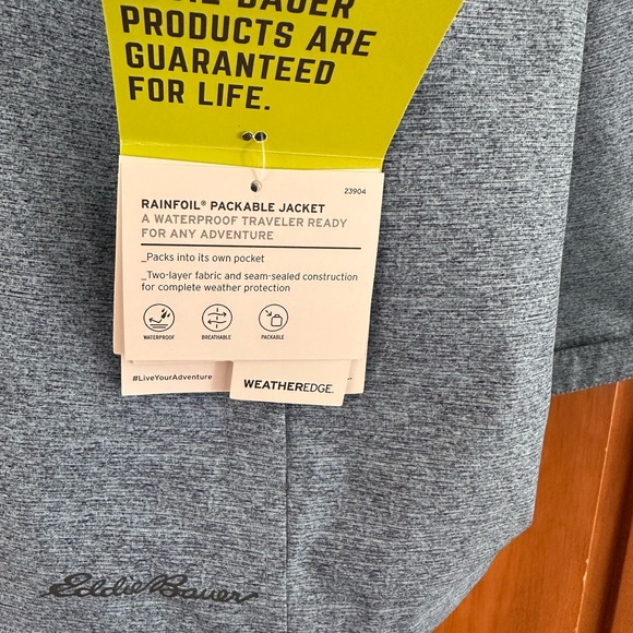 Eddie Bauer Chambray Blue Rain Jacket - Picture 5 of 5